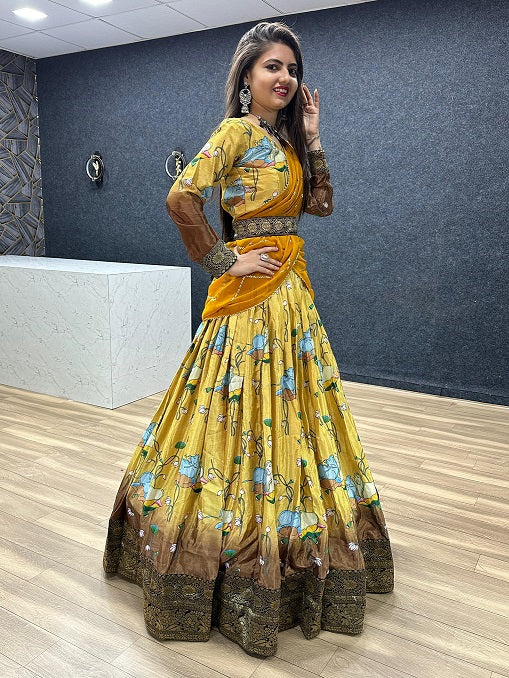 Exclusive Printed Yellow Color Lehenga Choli
