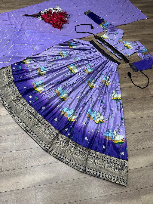 Exclusive Printed Lavender Color Lehenga Choli