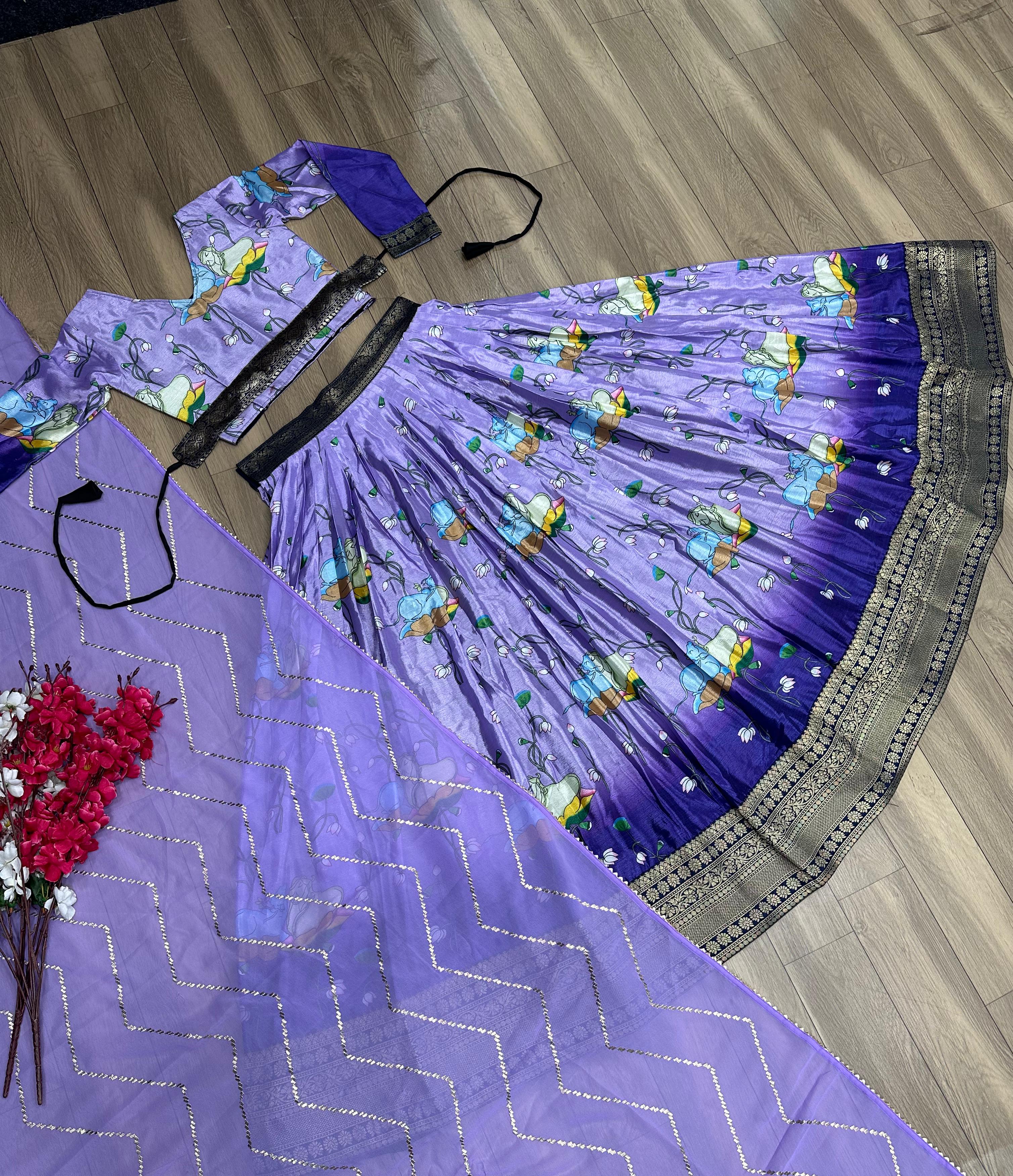Exclusive Printed Lavender Color Lehenga Choli