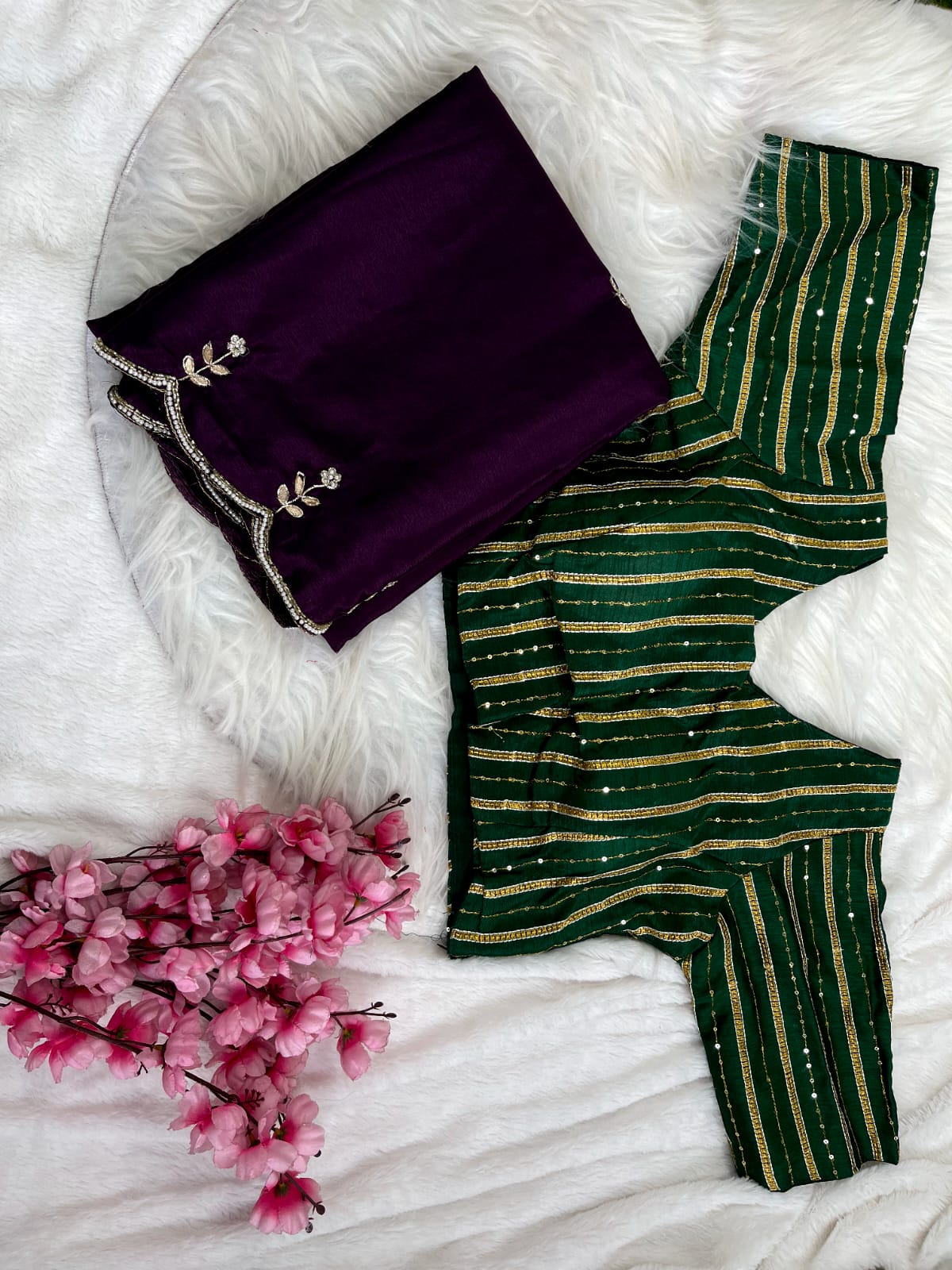 Attractive Purple Color Khatli Work Saree