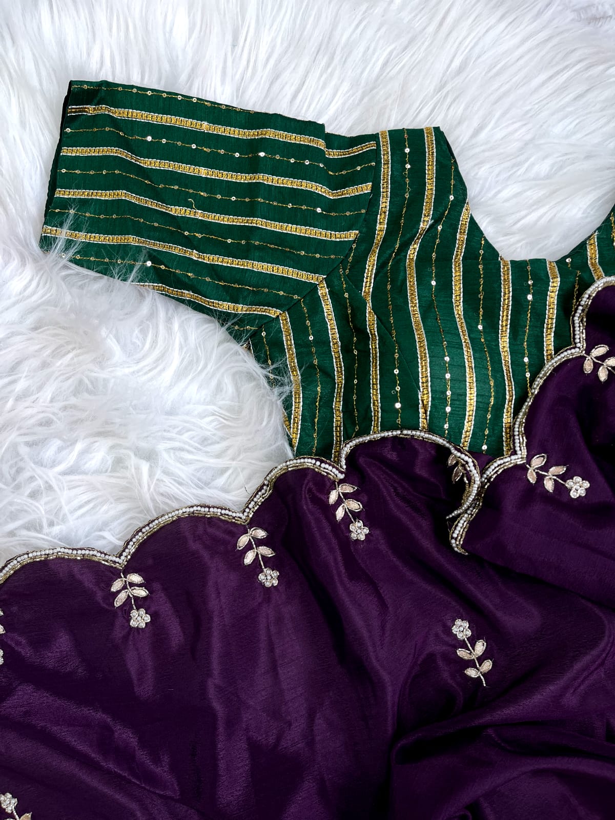 Attractive Purple Color Khatli Work Saree