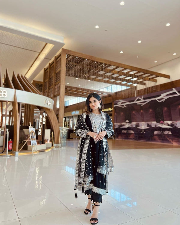 Exclusive Black Color Shine Sequence Work Salwar Suit