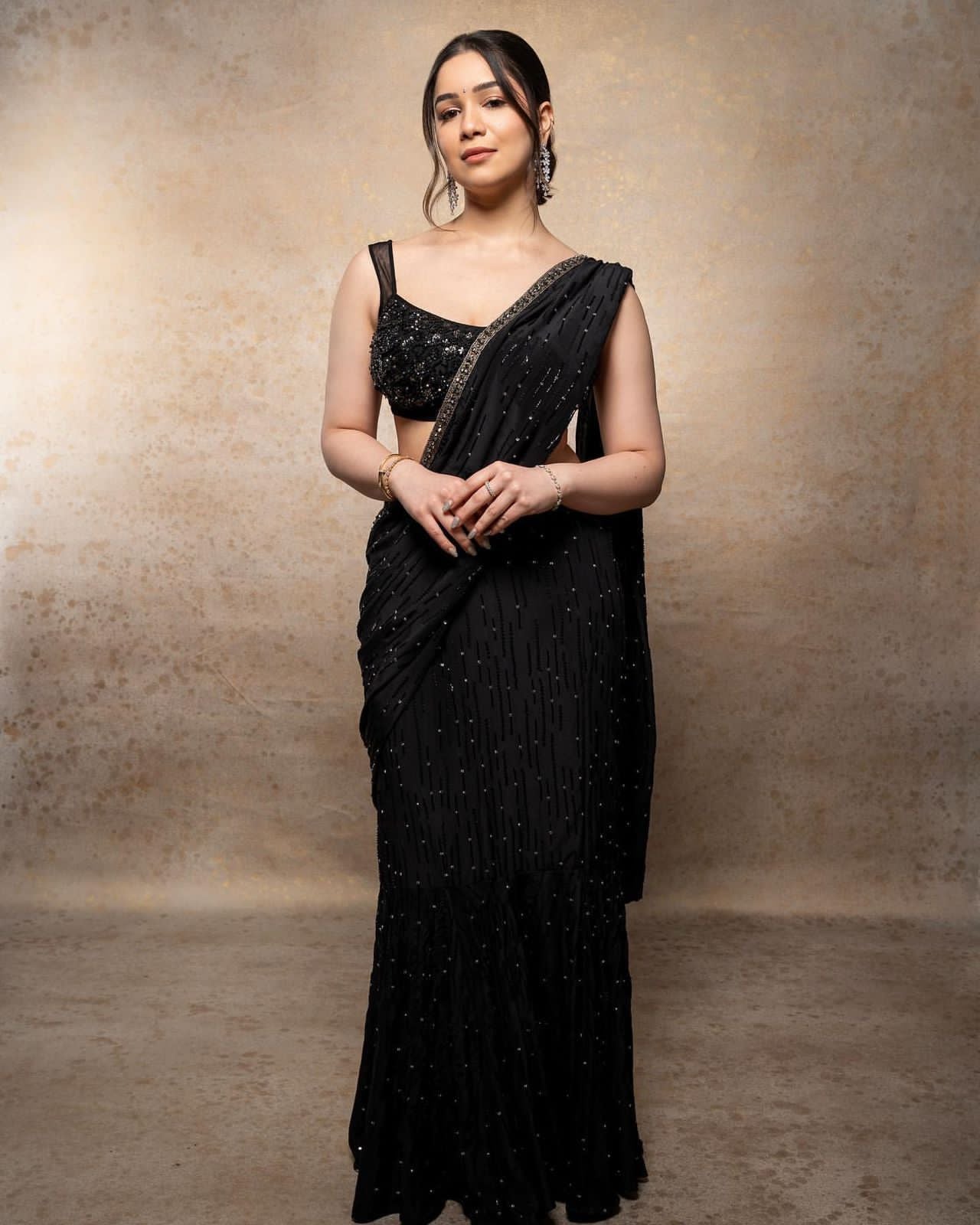 Demanding Black Color Sequence Work Lehenga Saree