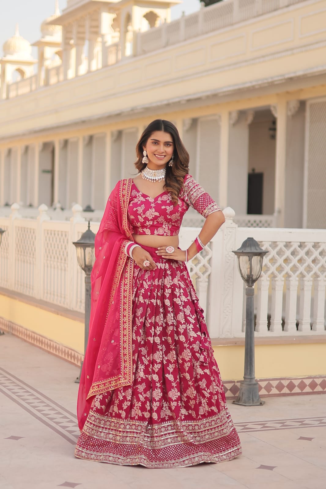 Wedding Wear Pink Color Embroidered Work Lehenga Choli