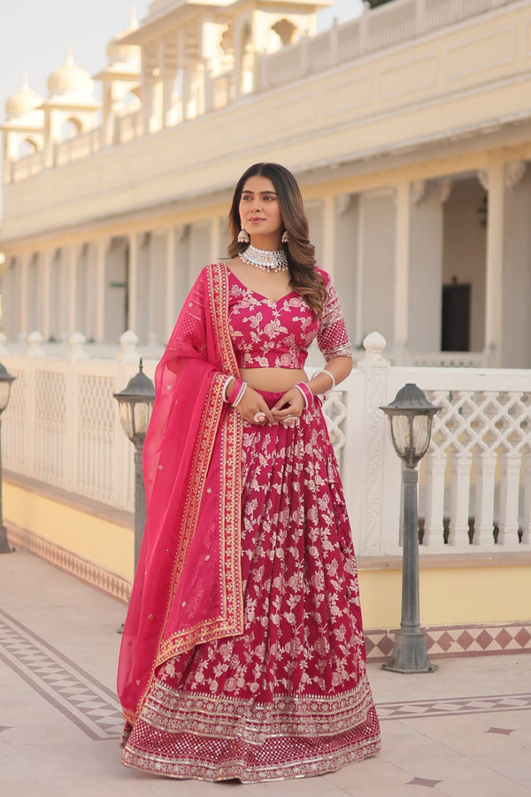 Wedding Wear Pink Color Embroidered Work Lehenga Choli