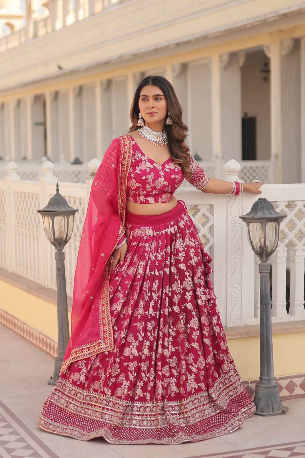 Wedding Wear Pink Color Embroidered Work Lehenga Choli