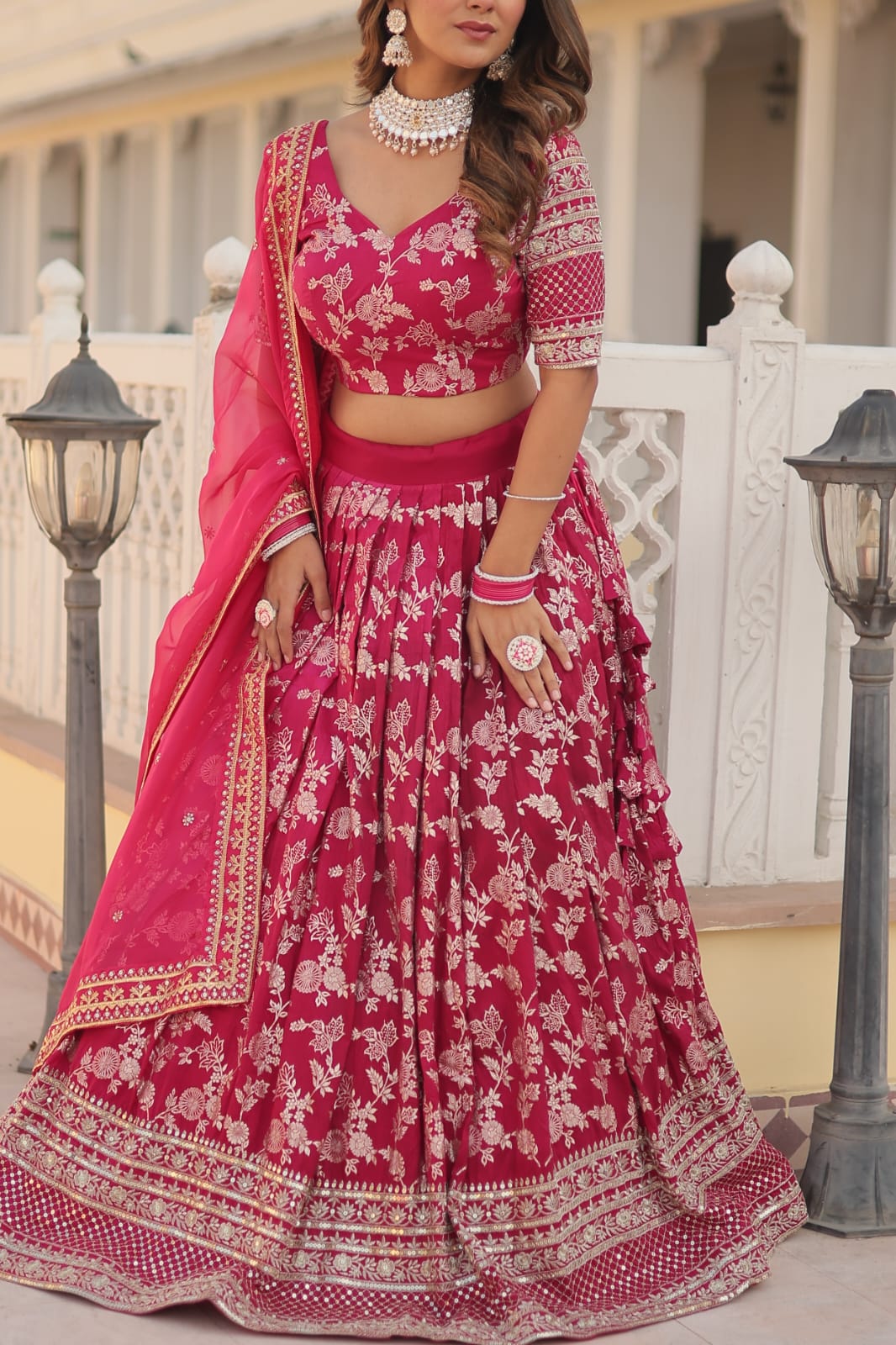 Wedding Wear Pink Color Embroidered Work Lehenga Choli