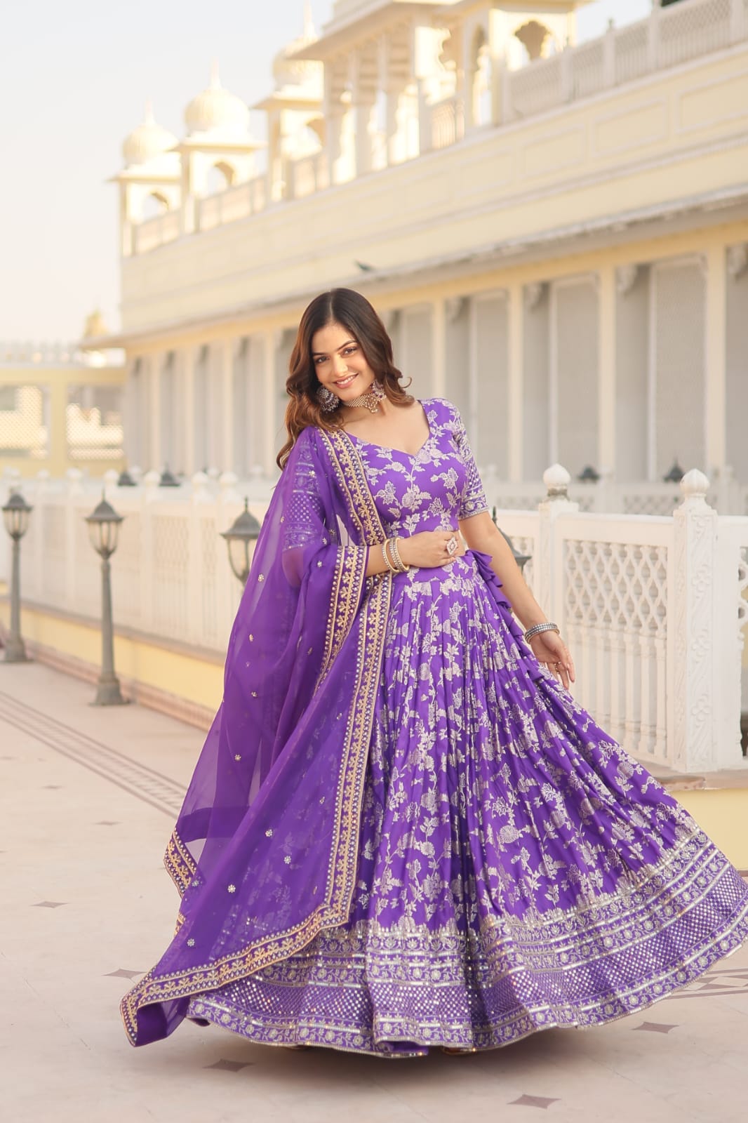 Wedding Wear Purple Color Embroidered Work Lehenga Choli