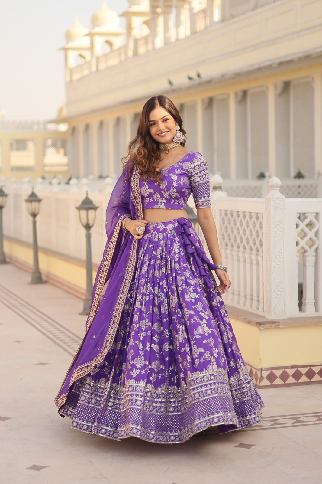 Wedding Wear Purple Color Embroidered Work Lehenga Choli