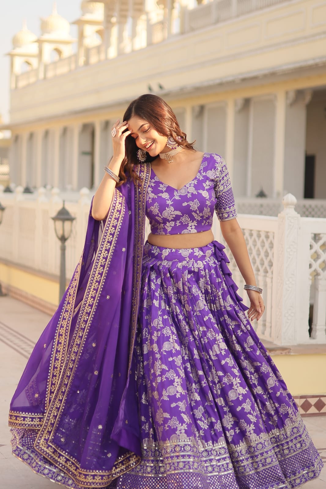 Wedding Wear Purple Color Embroidered Work Lehenga Choli