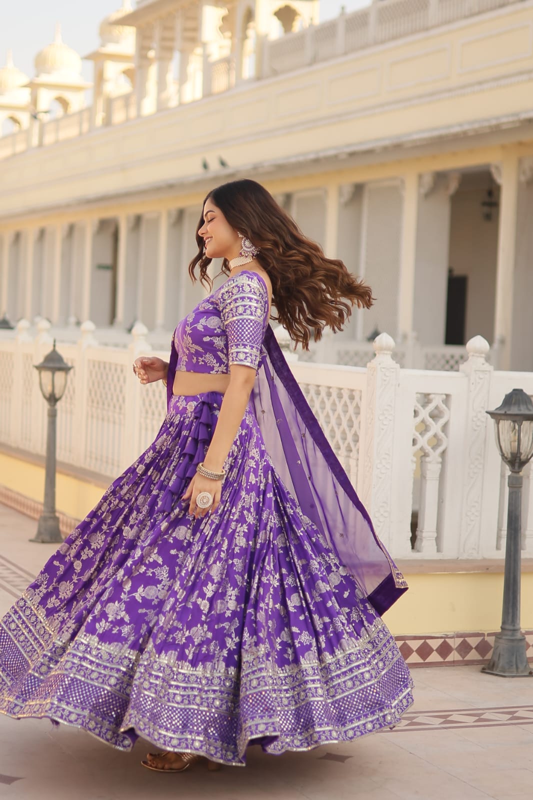 Wedding Wear Purple Color Embroidered Work Lehenga Choli