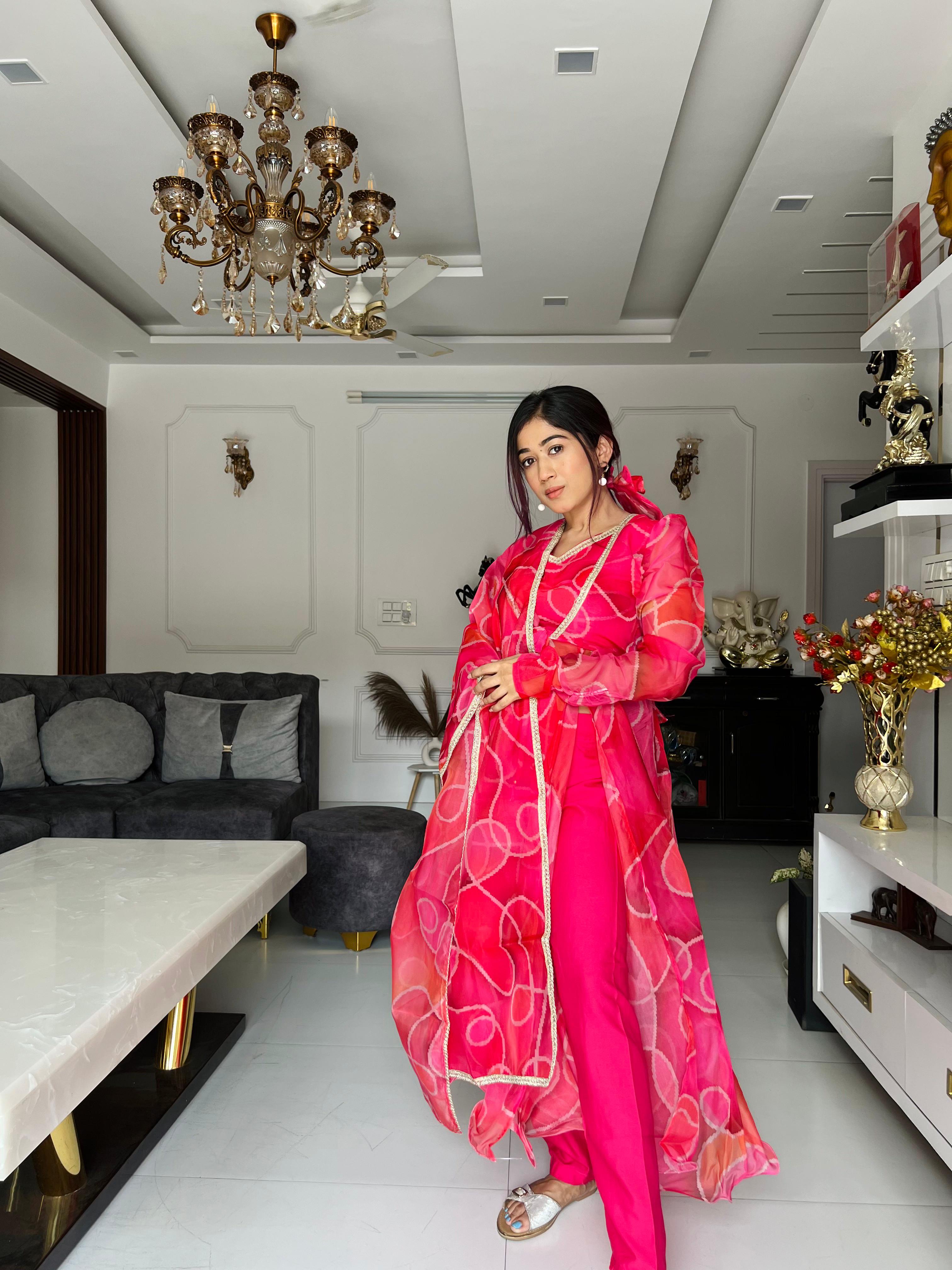 Amazing Multi Color Print Organza Silk Anarkali Suit