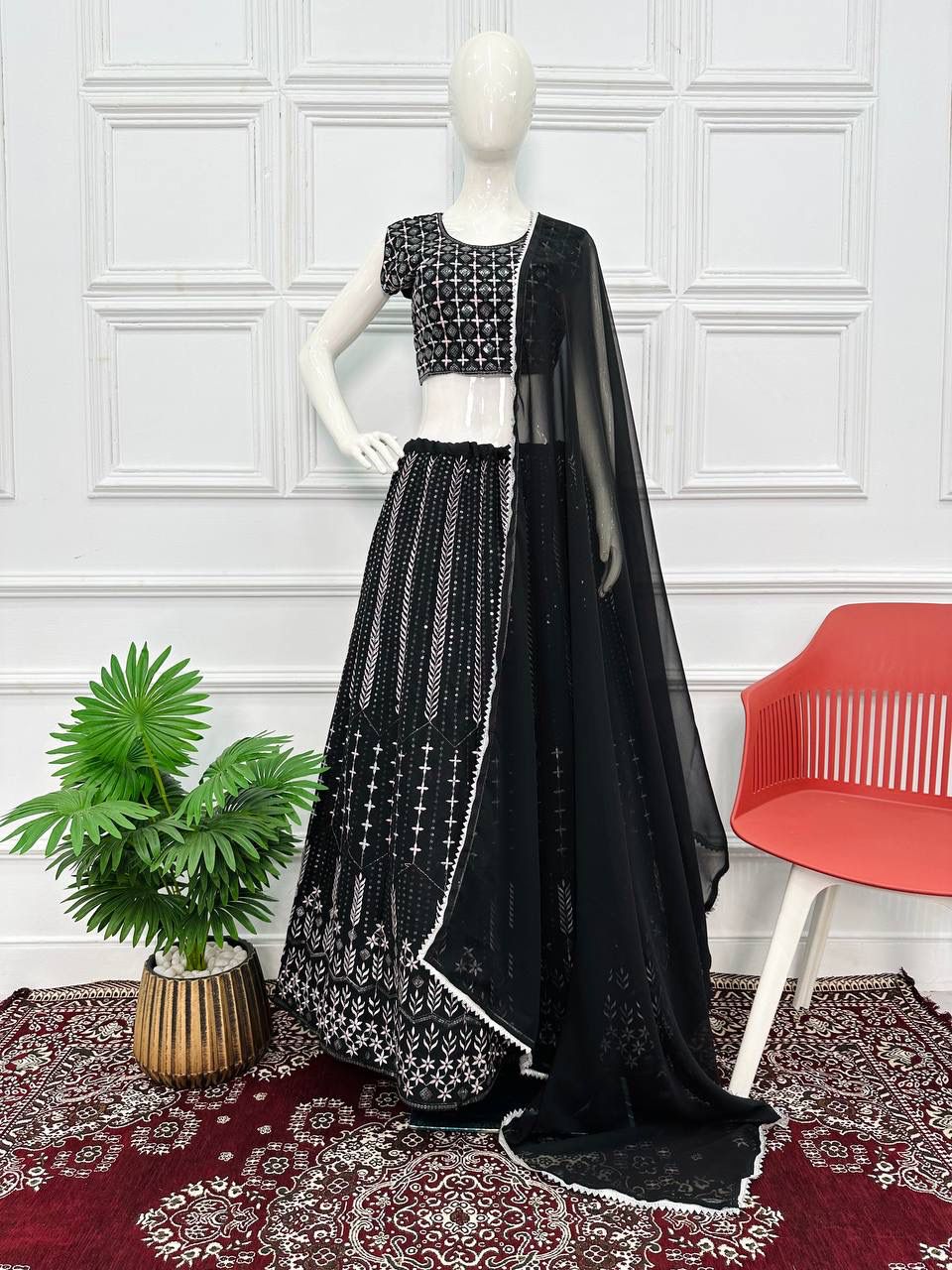 Admiring Black Color Sequence Thread Work Lehenga Choli