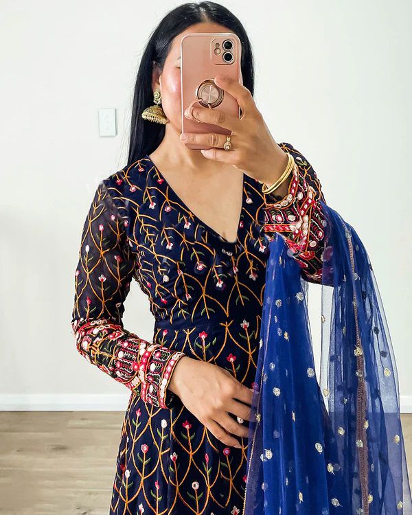 Terrific Blue Color Thread Sequence Work Gown – Vastra Shop