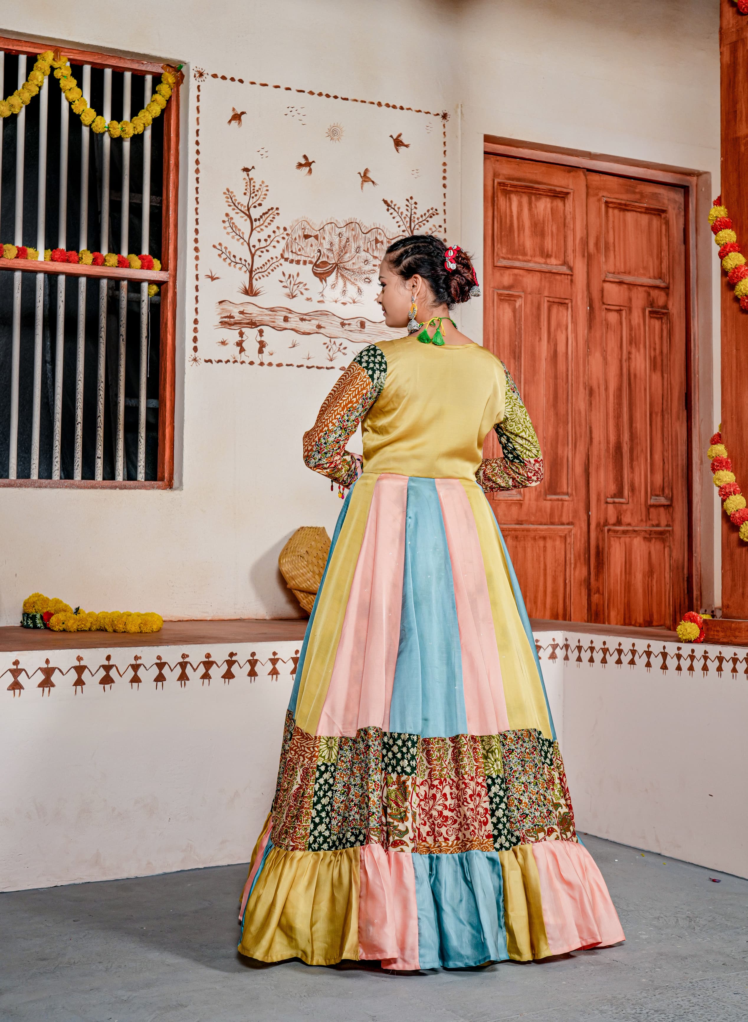 Mesmerizing Multi Color Shrug With Lehenga Choli