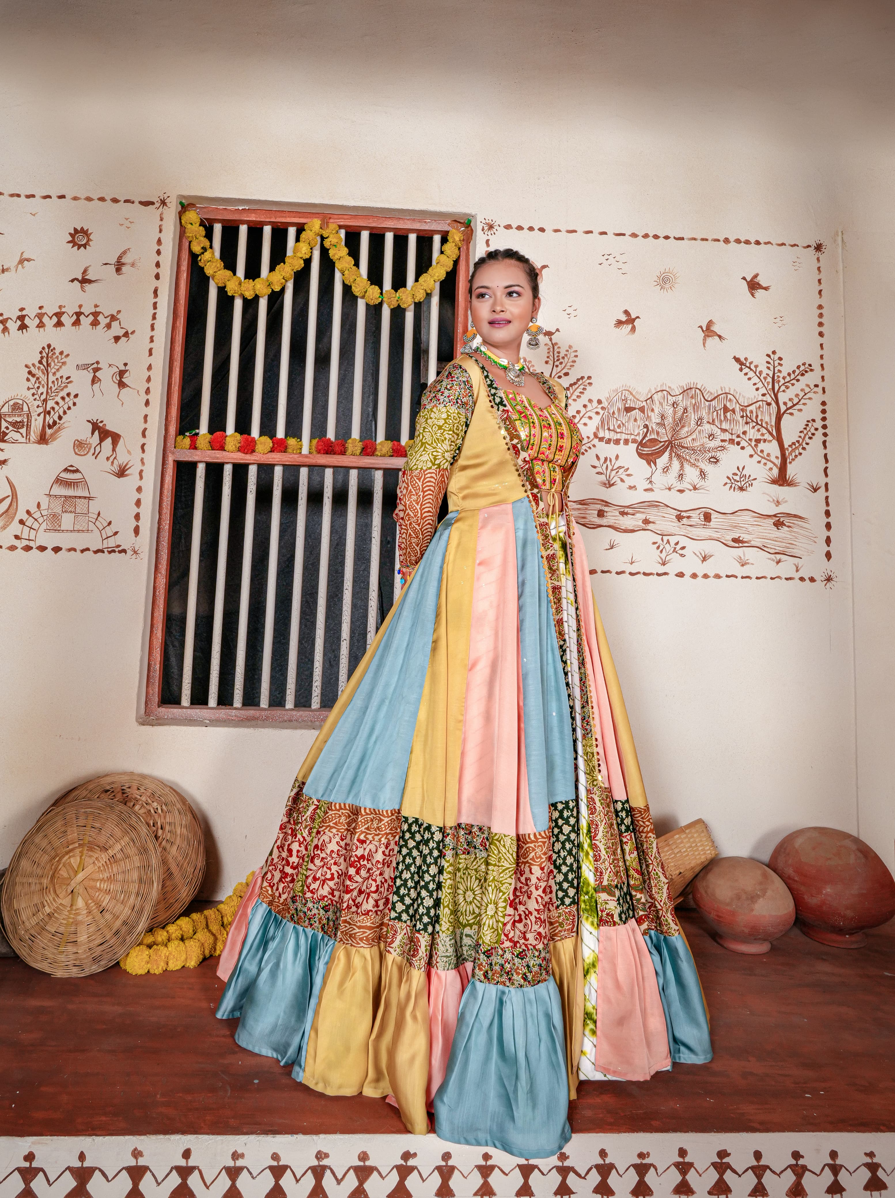 Mesmerizing Multi Color Shrug With Lehenga Choli