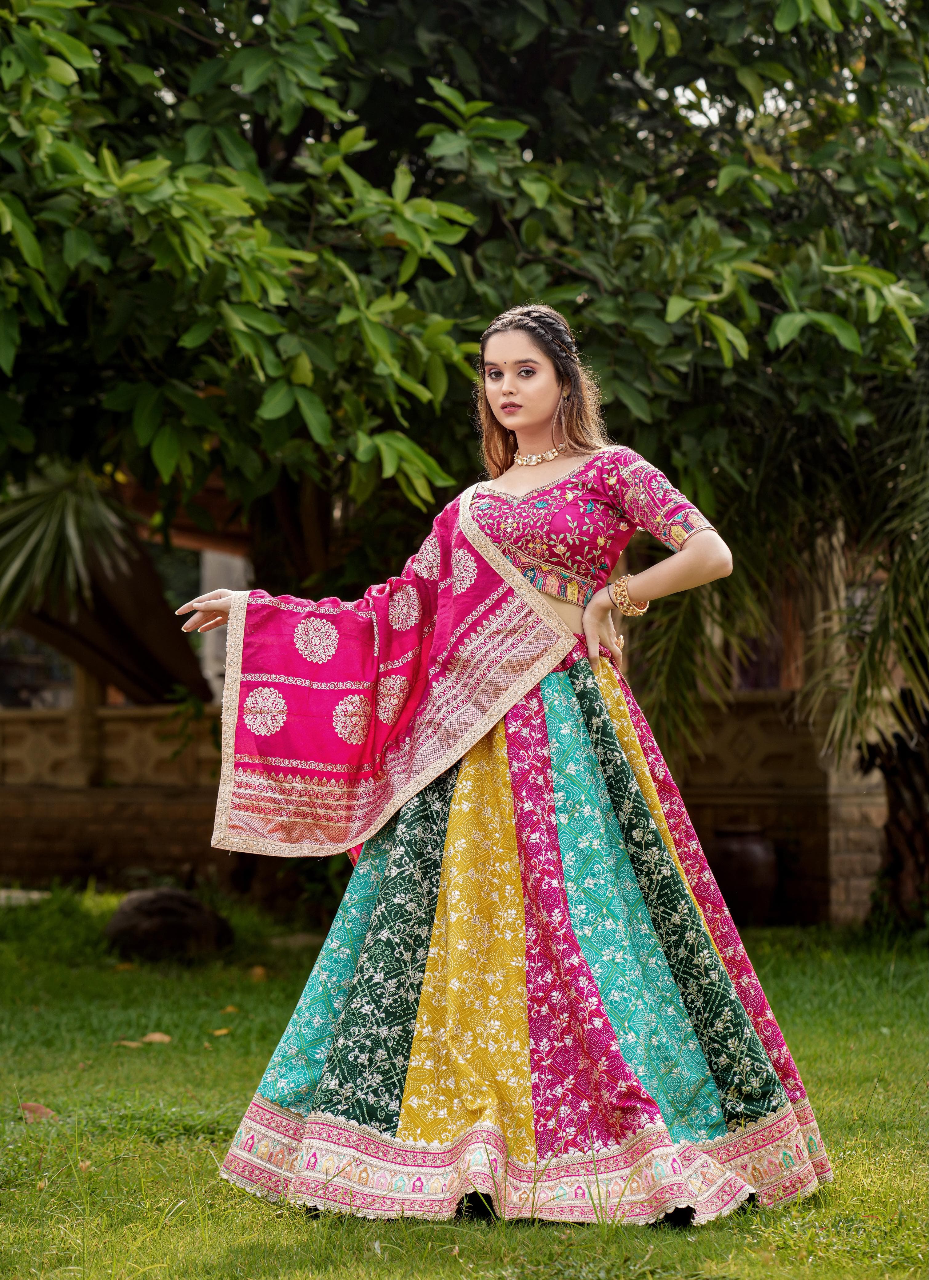 Bridal Wear Multi Color Thread Zari Work Couple Dress