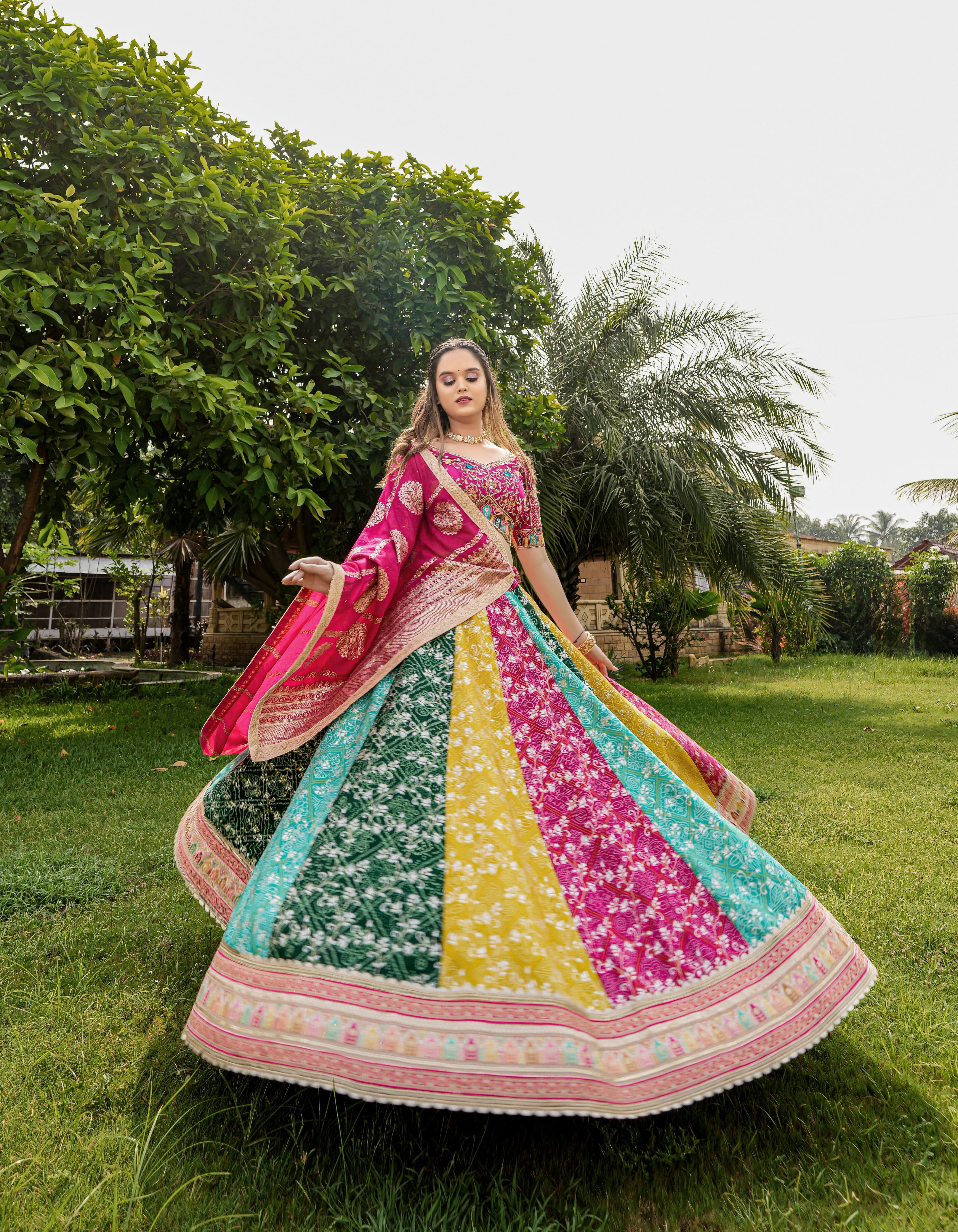 Bridal Wear Multi Color Thread Zari Work Couple Dress