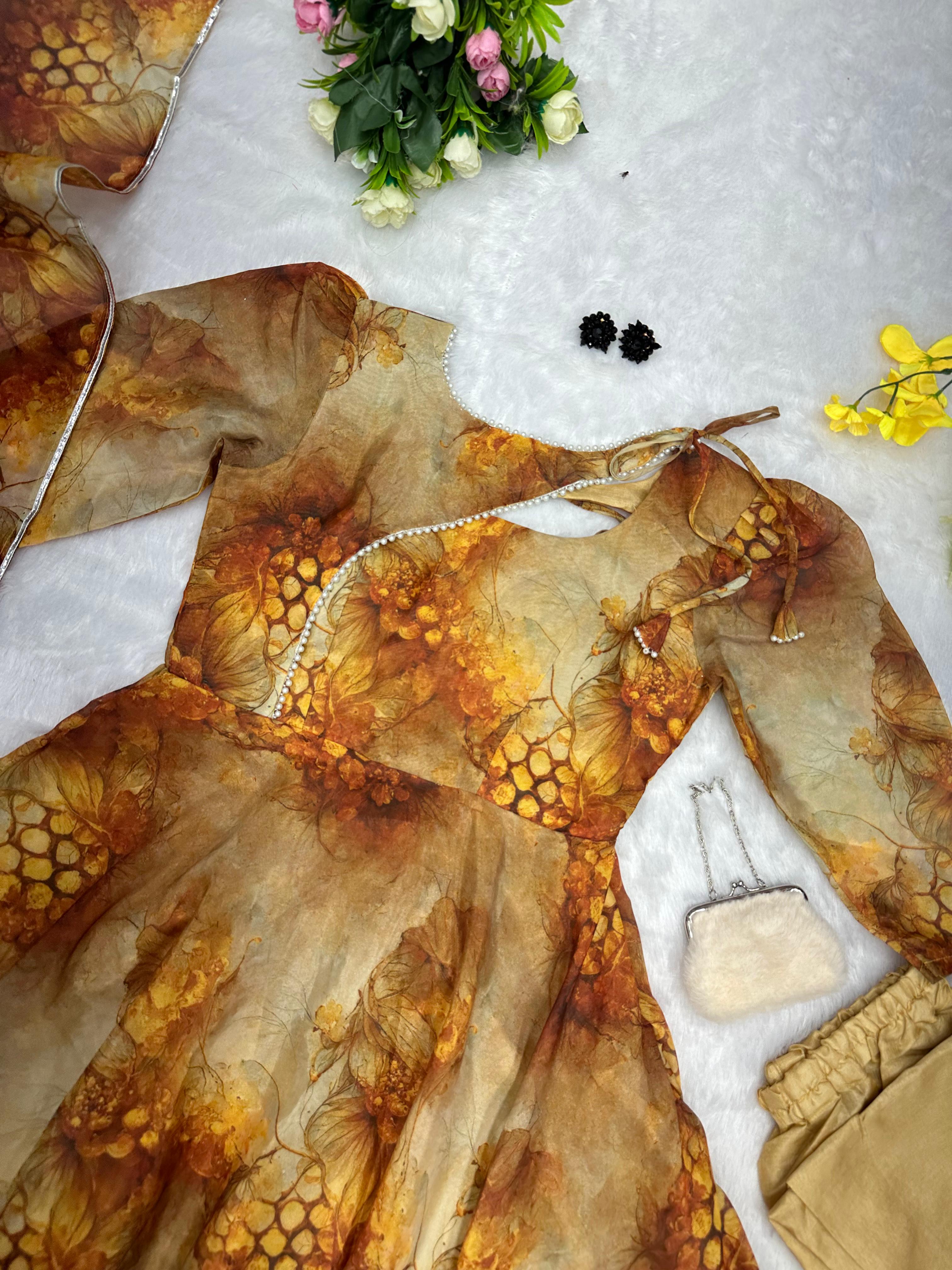 Fashionable Mustard Color Gown With Dupatta