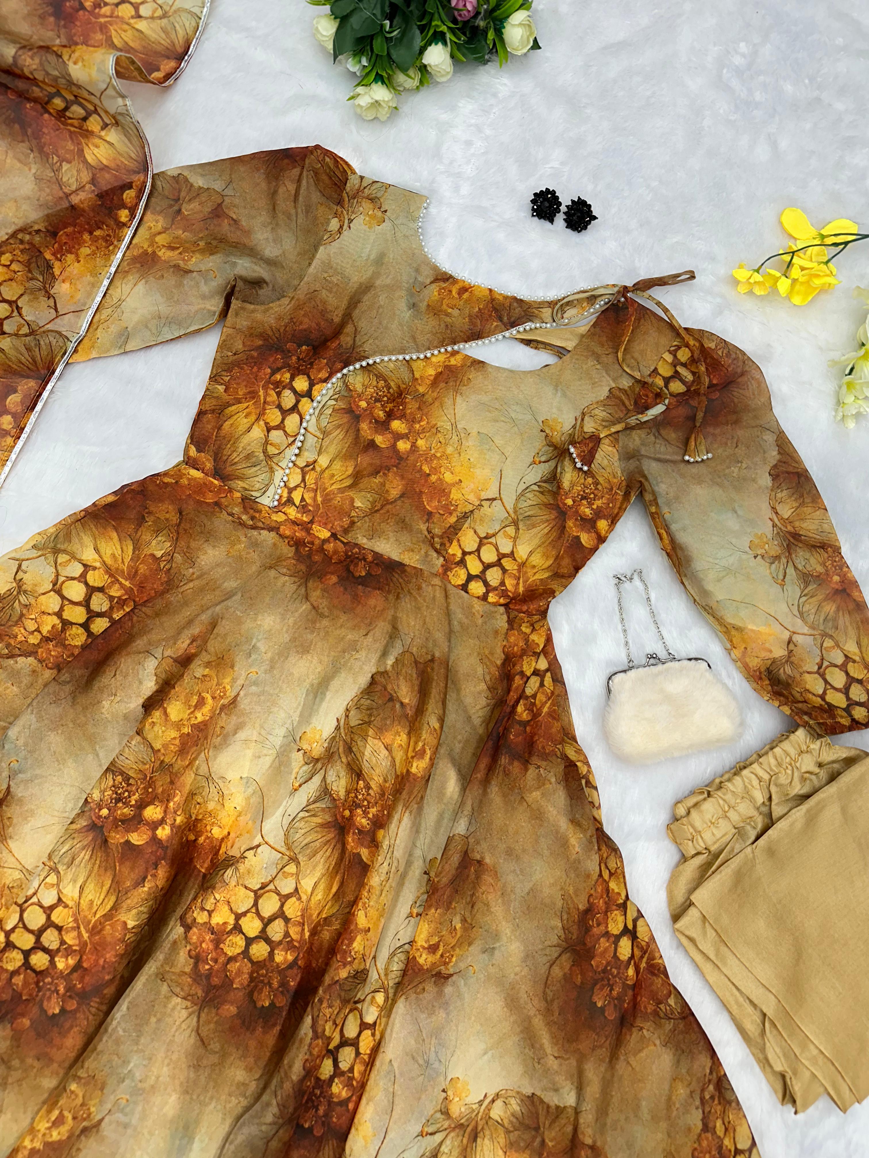 Fashionable Mustard Color Gown With Dupatta