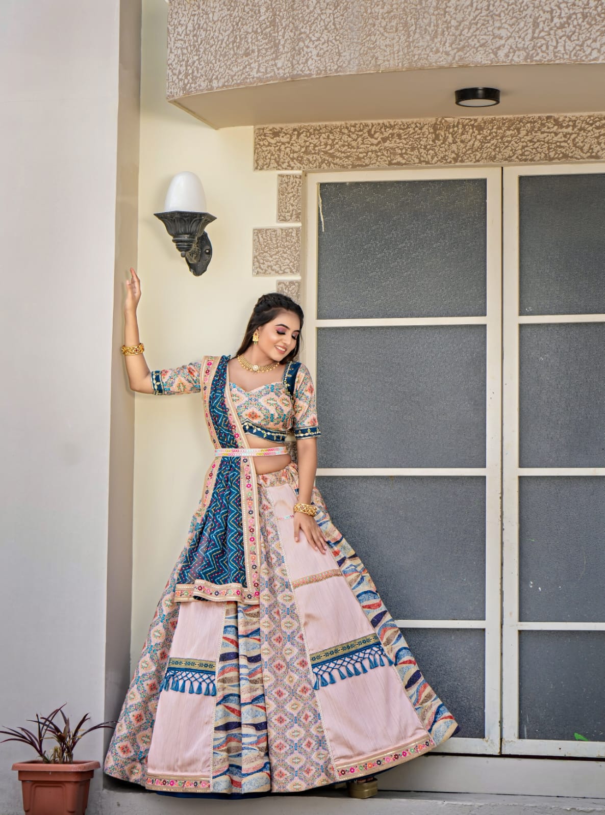 Marriage Special Peach With Multi Lehenga Choli