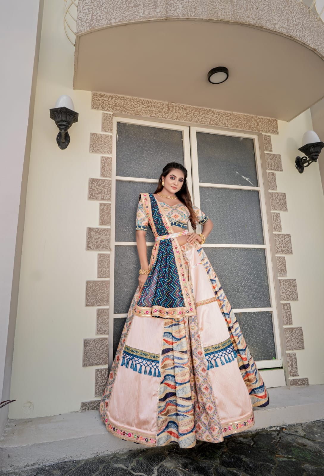 Marriage Special Peach With Multi Lehenga Choli