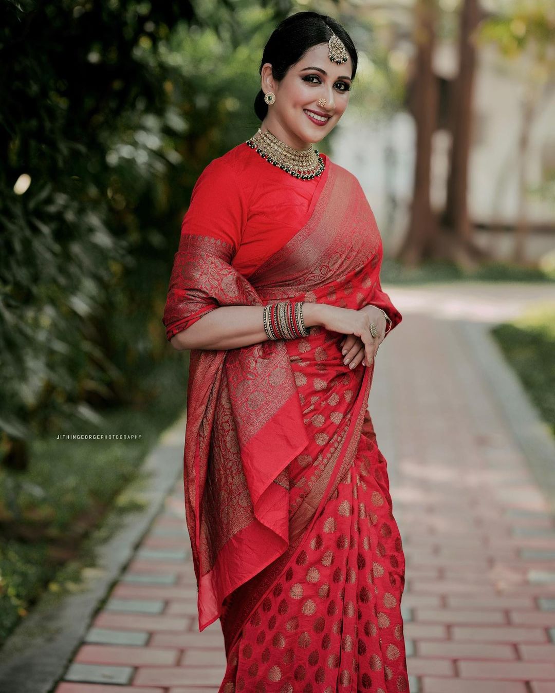 Marriage Special Red Color Coper Jari Design Saree