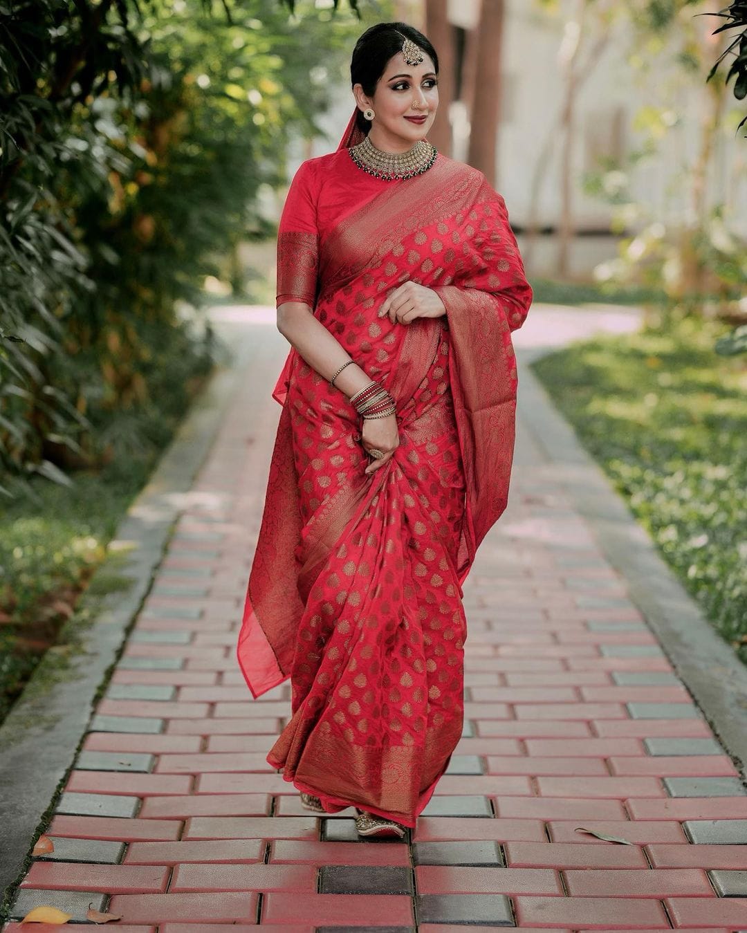 Marriage Special Red Color Coper Jari Design Saree