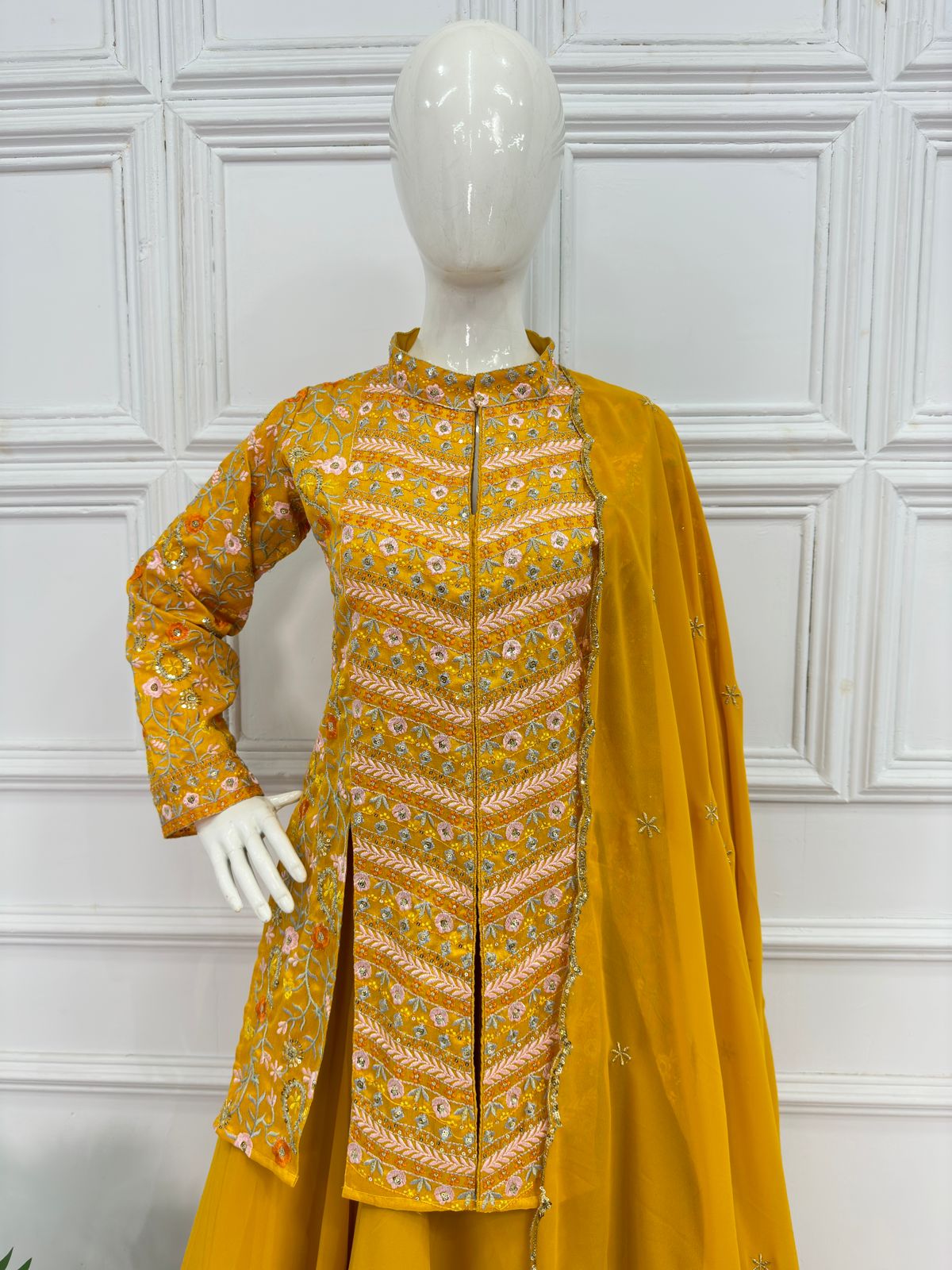 Beautiful Ceremony Wear Yellow Color Lehenga With Koti