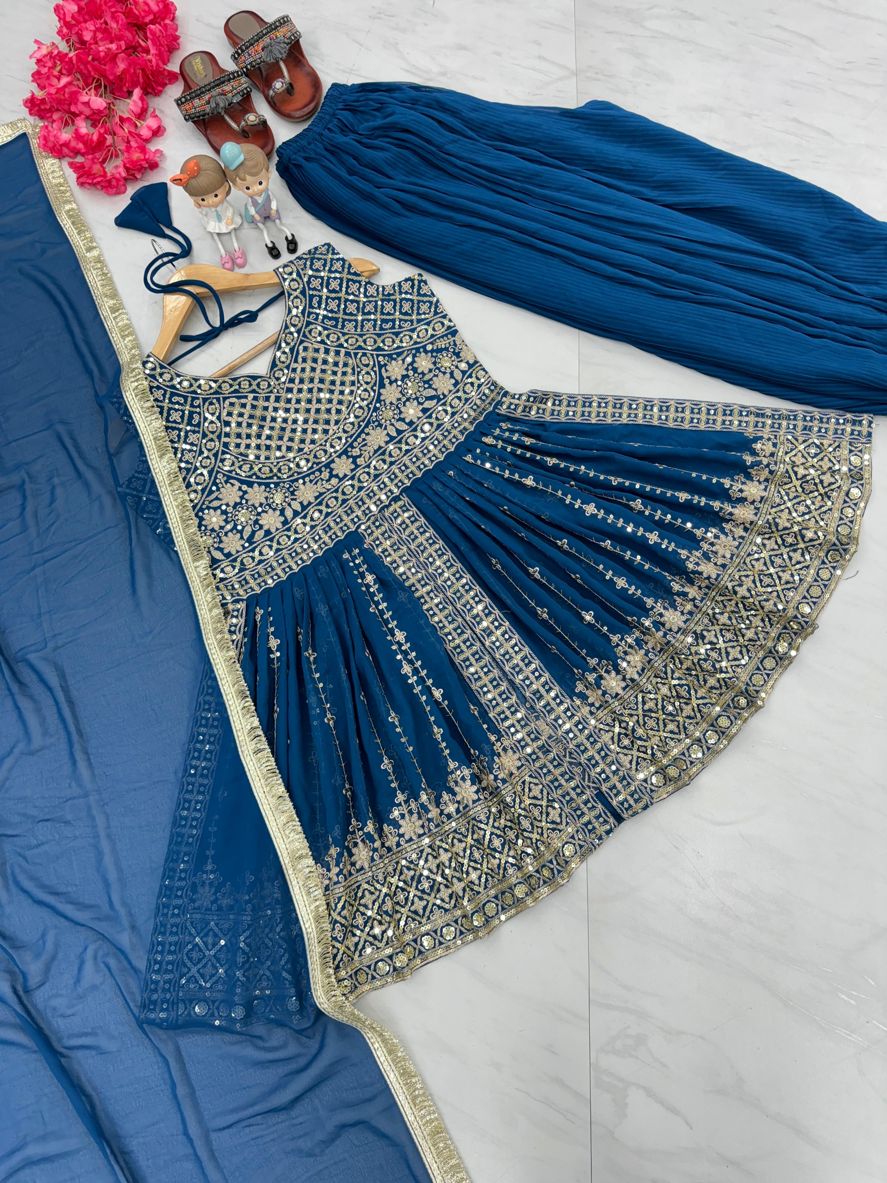 Demanding Teal Blue Color Afghani Dhoti Pant