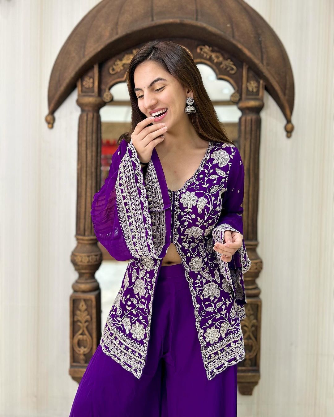 Facy Purple Color Function Wear Sharara Suit