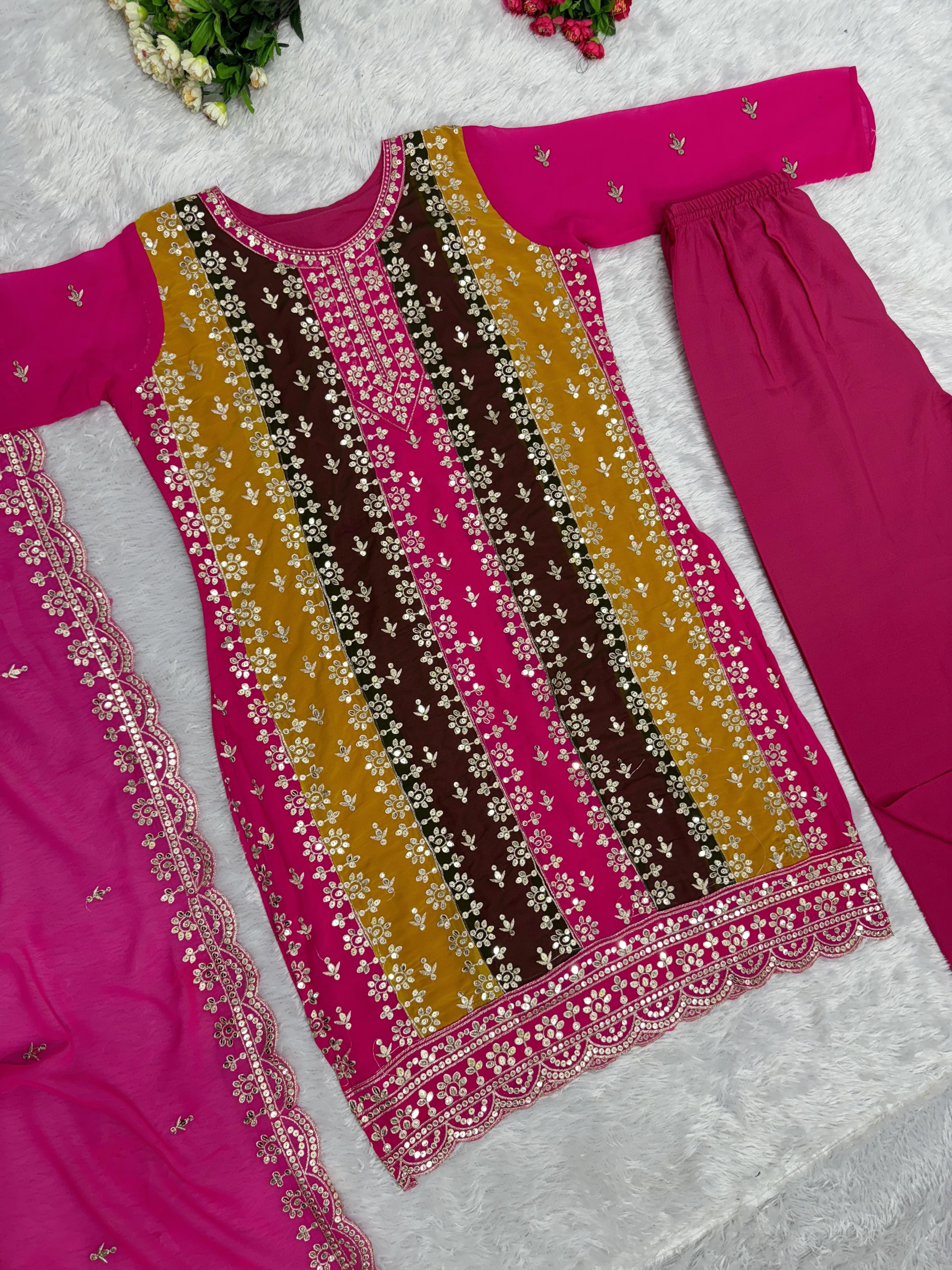 Stunning Multi Color Sequence Work Salwar Suit