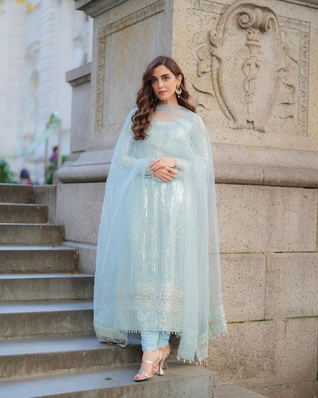 Glimmering Sequence Work Sky Blue Color Salwar Suit