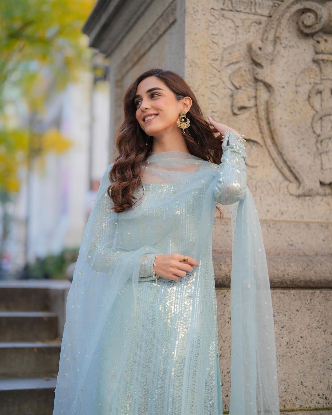 Glimmering Sequence Work Sky Blue Color Salwar Suit