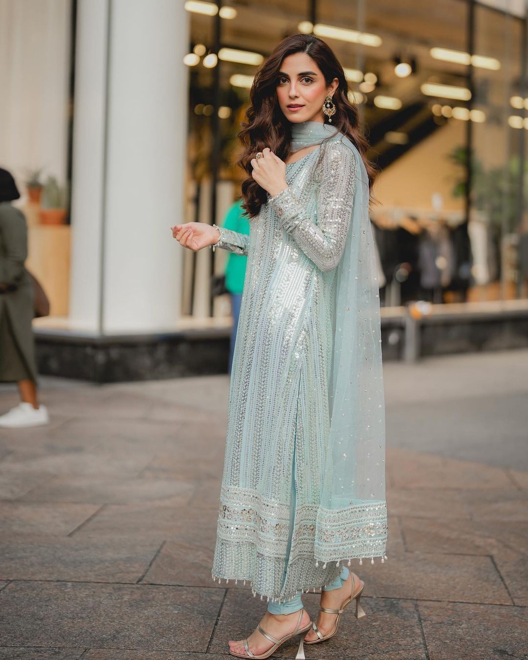 Glimmering Sequence Work Sky Blue Color Salwar Suit