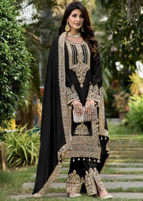 Exotic Black Color Chine Sequence Work Pakistani Suit – Vastra Shop