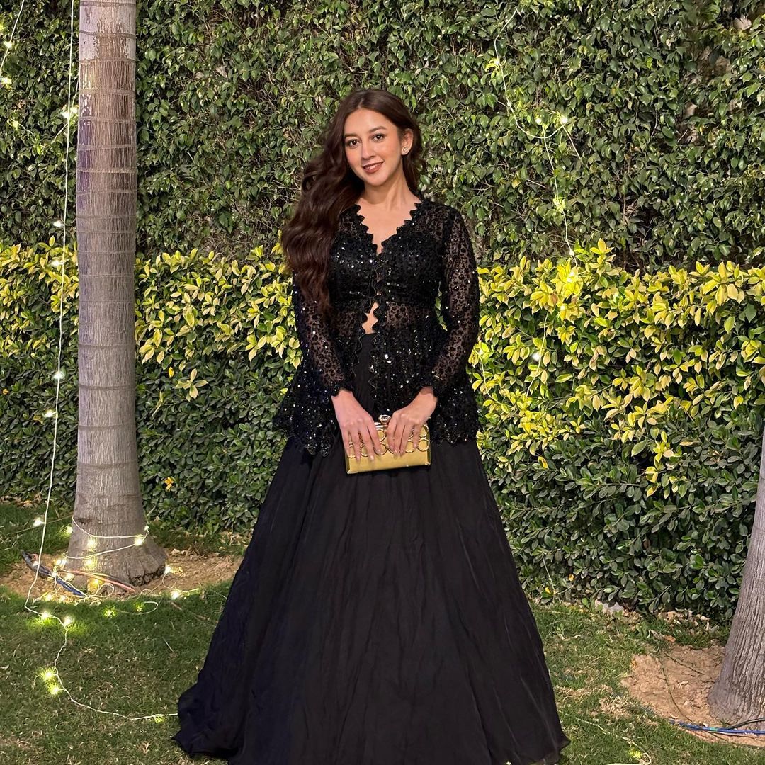 Beautiful Blazer Style Heavy Work Black Color Top With Lehenga