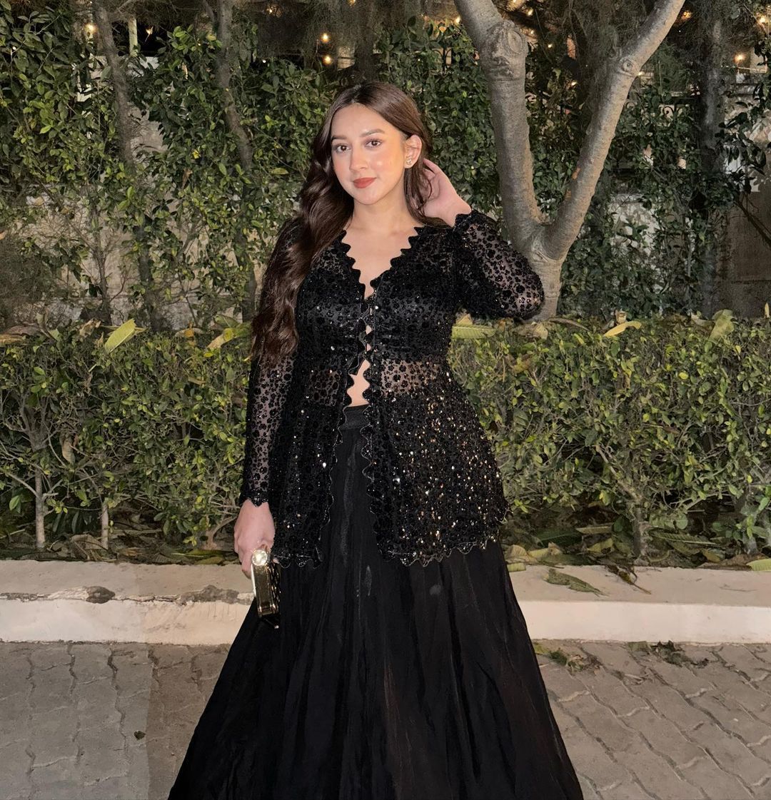 Beautiful Blazer Style Heavy Work Black Color Top With Lehenga