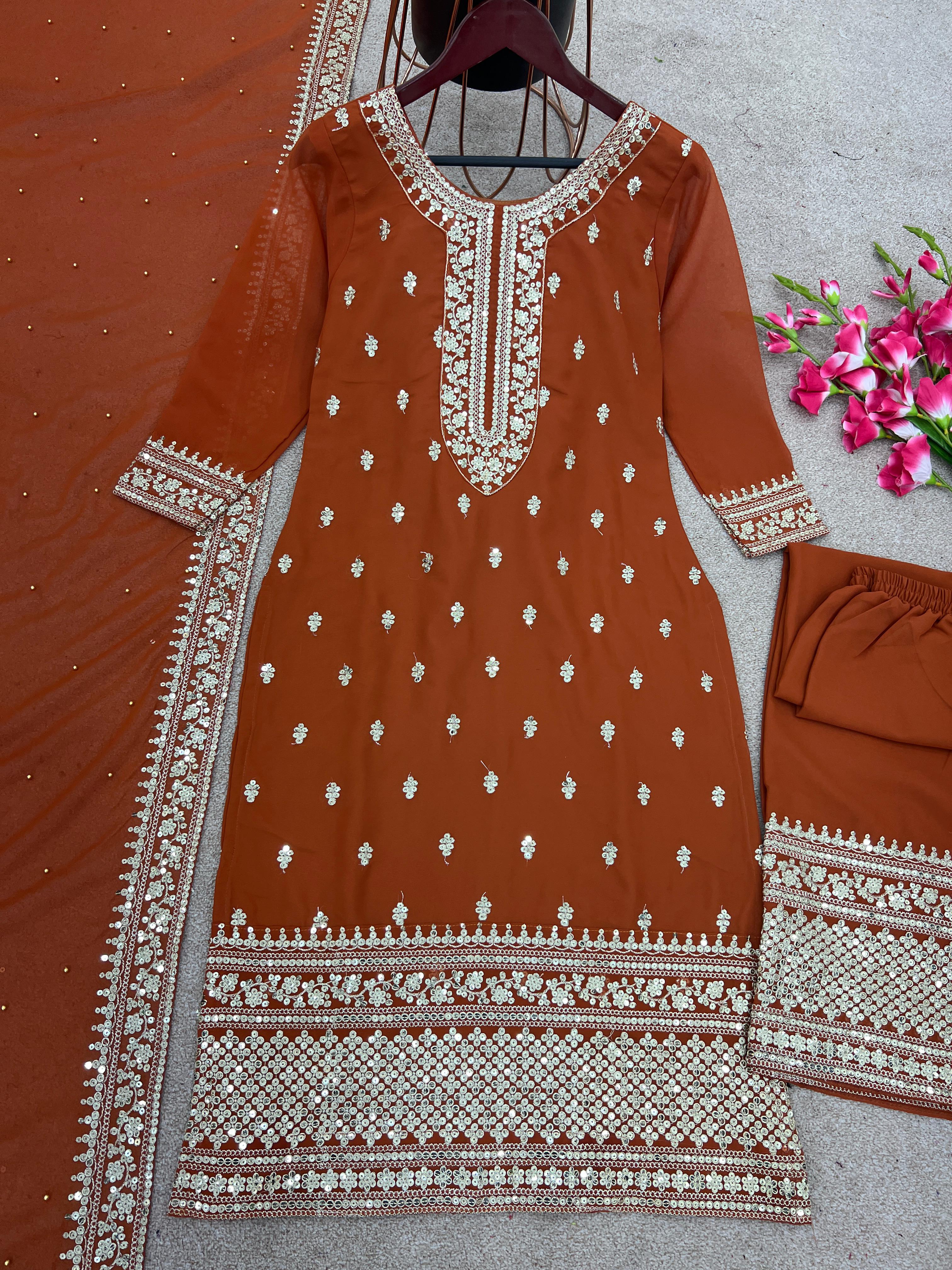 Mesmerizing Work Brown Color Palazzo Suit