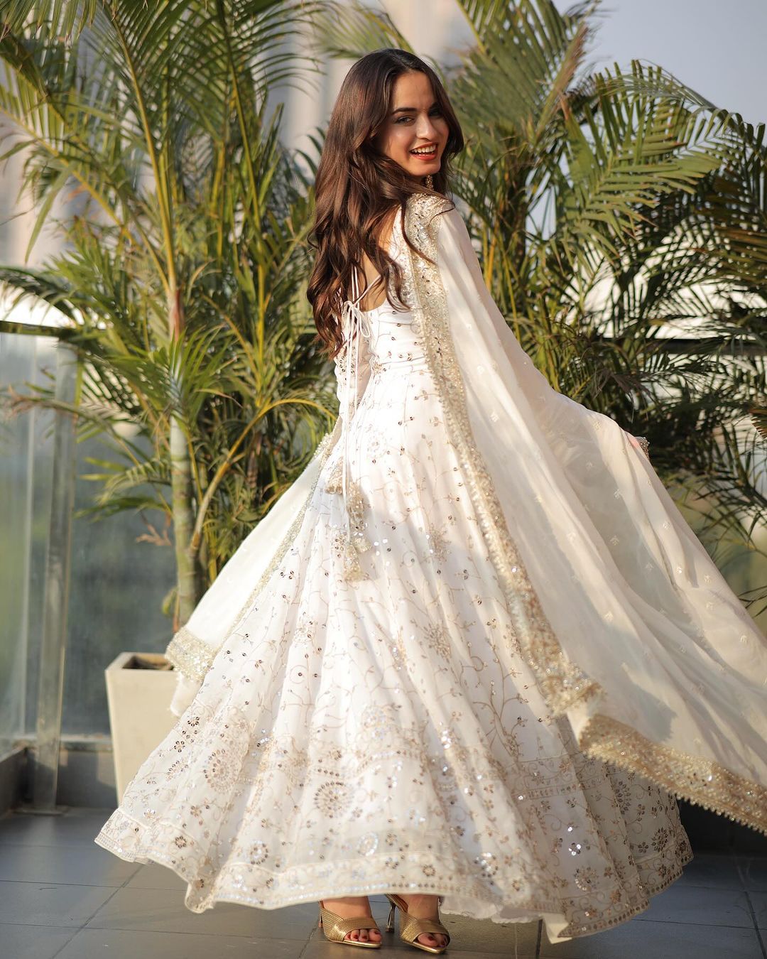 Captivating Work White Color Party Wear Gown Vastra Shop Captivating Work White Color Party Wear Gown Vastra Shop