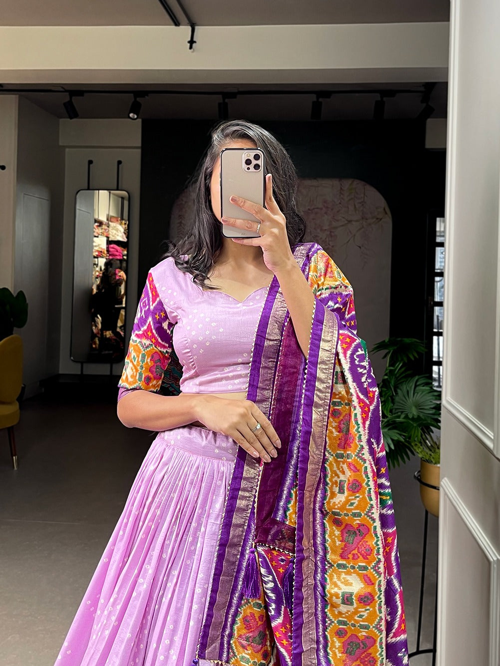Beautiful Lavender Color Patola Design Lehenga Choli
