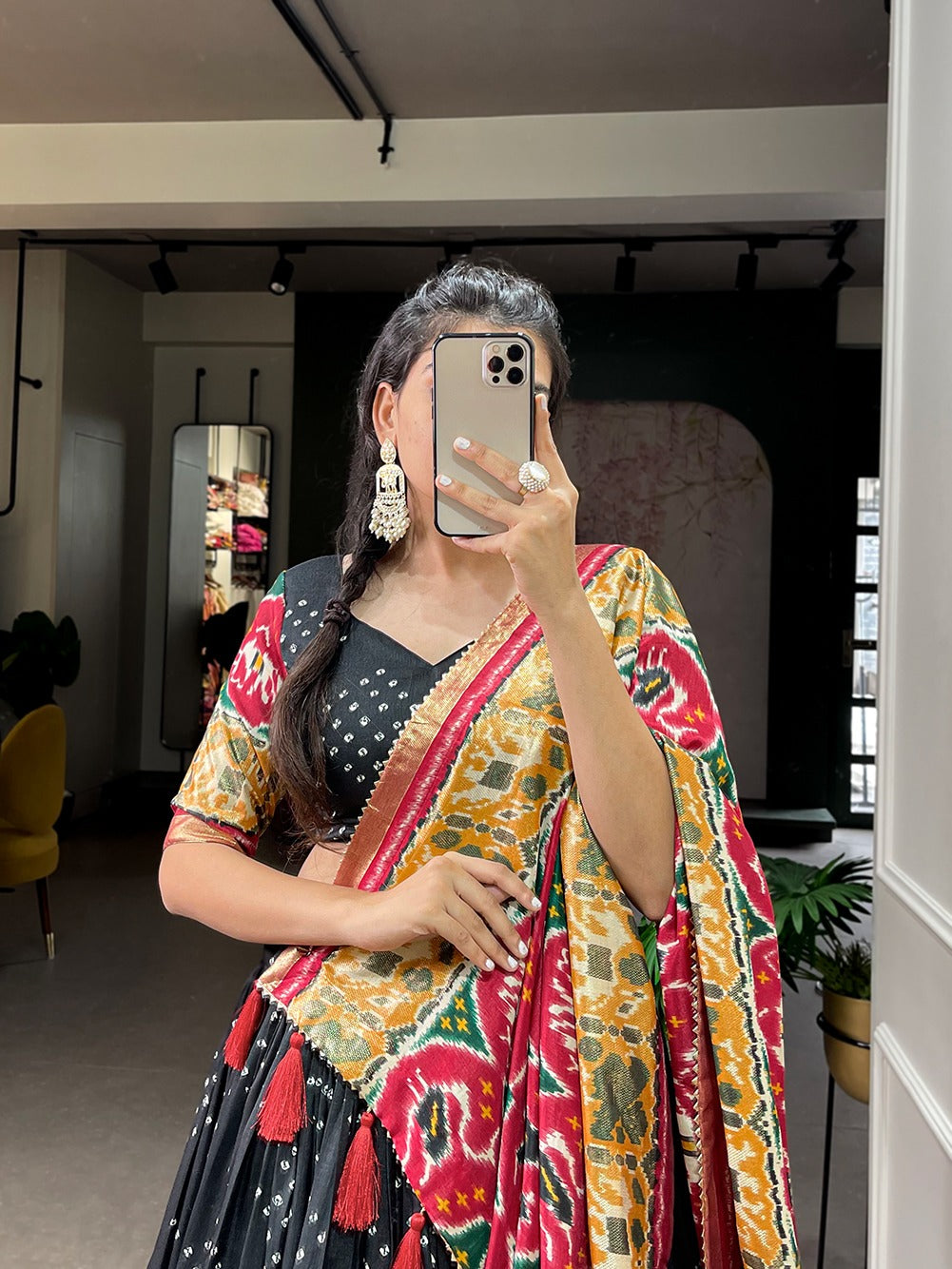Beautiful Black Color Patola Design Lehenga Choli