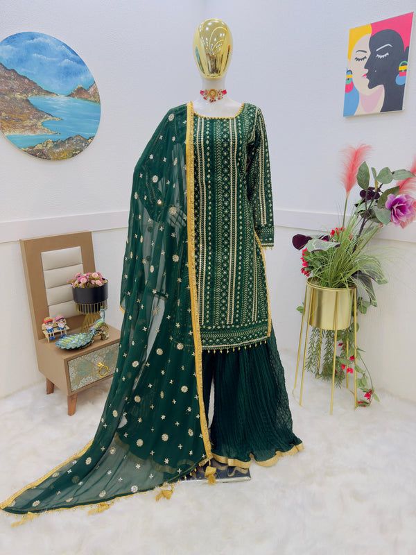 Trending Green Color Function Wear Sharara Suit