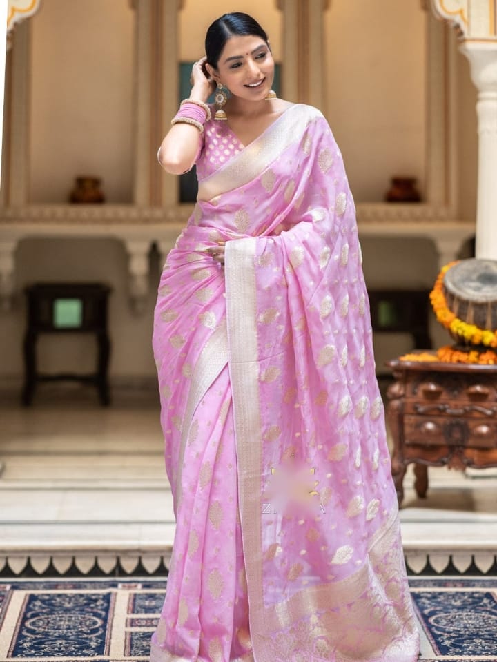 Light Pink Color Grand Beautiful Rich Design Saree