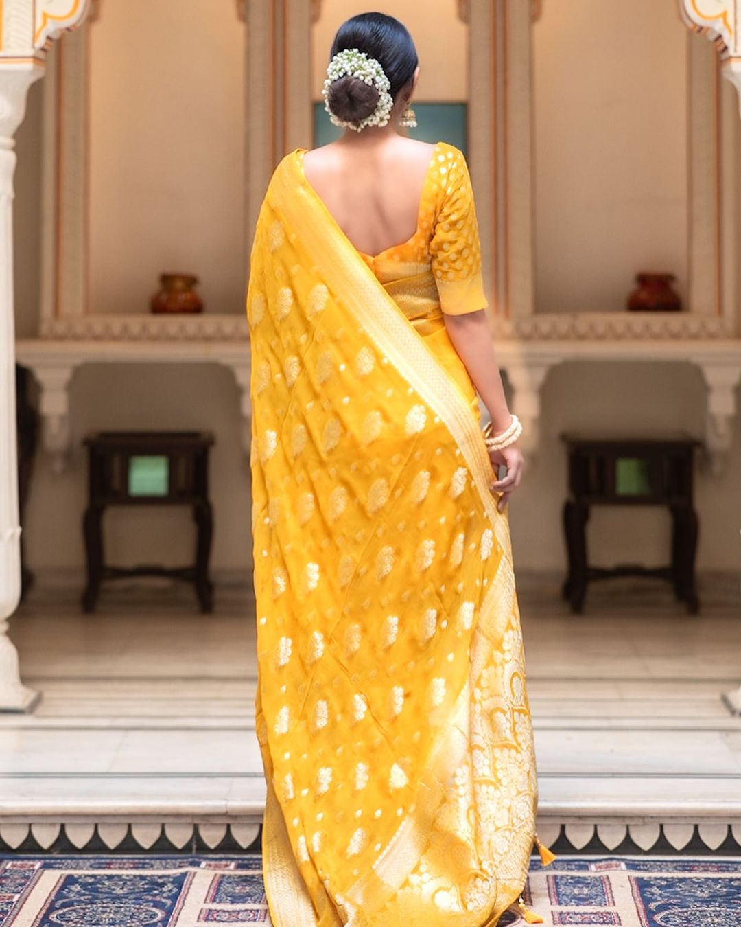 Yellow Color Grand Beautiful Rich Design Saree