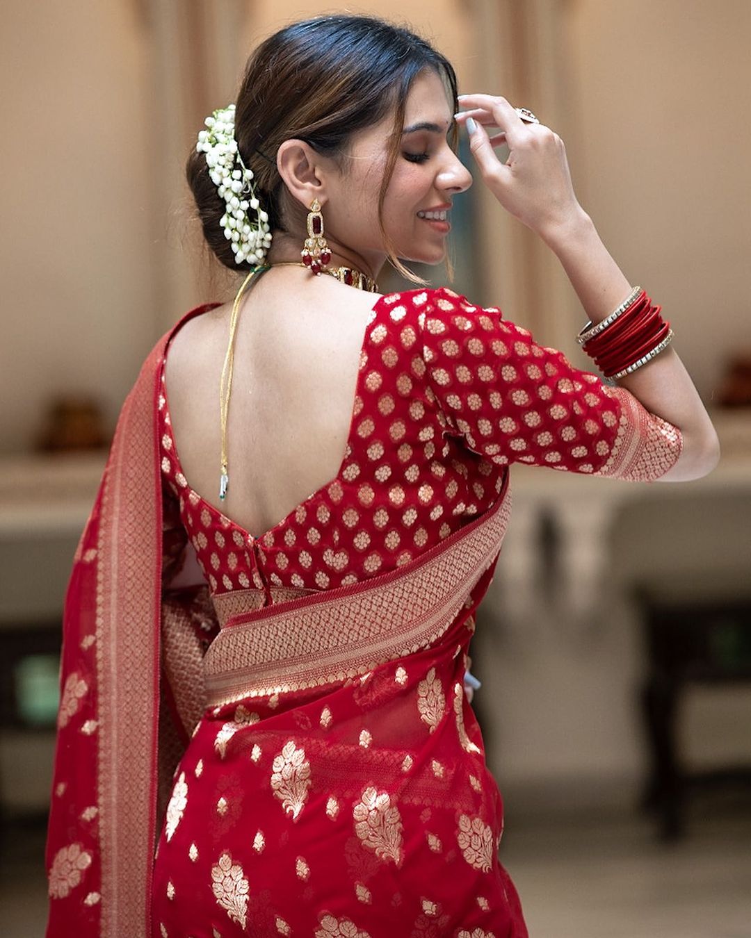 Red Color Grand Beautiful Rich Design Saree