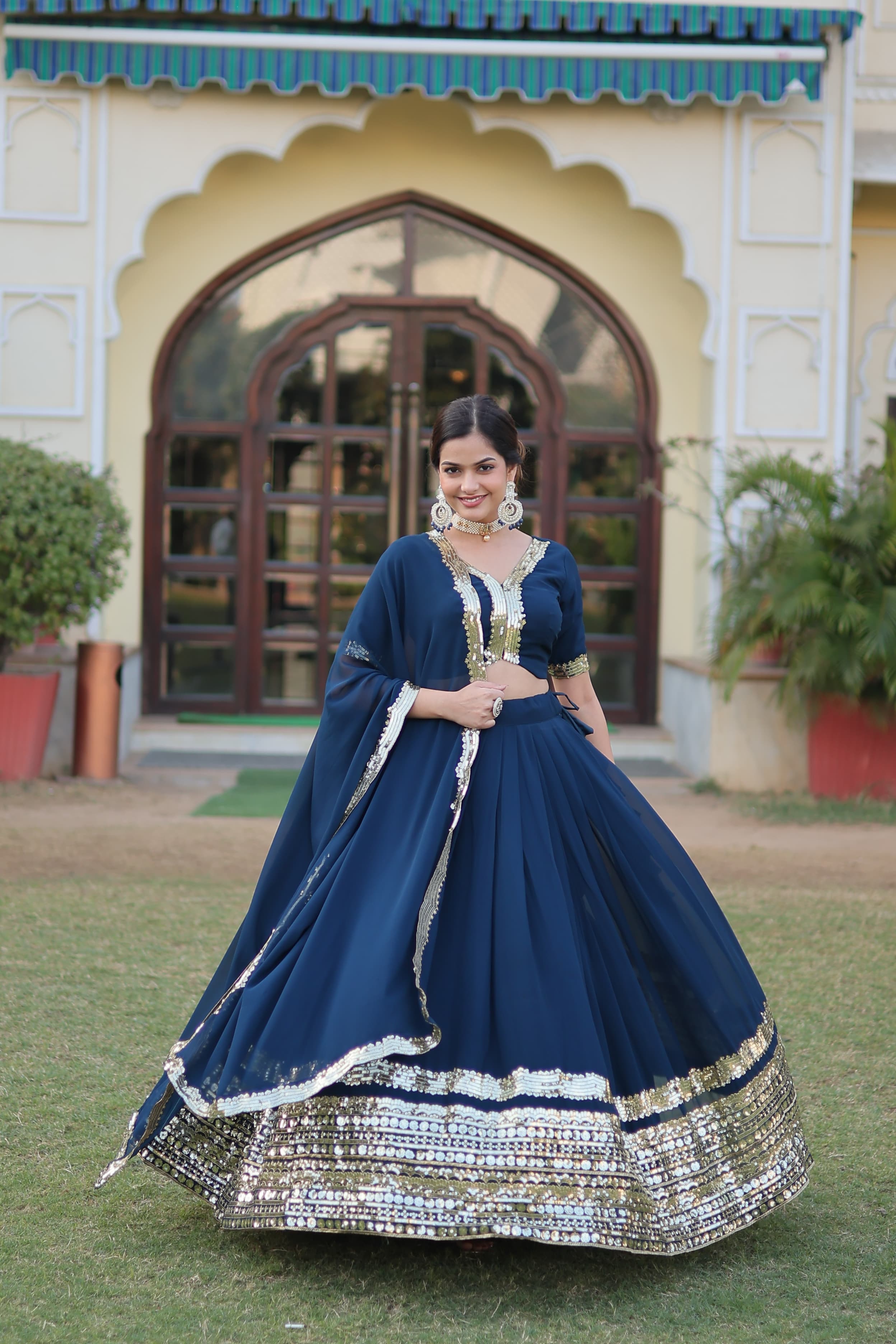 Captivating Sequence Work Navy Blue Color Lehenga Choli