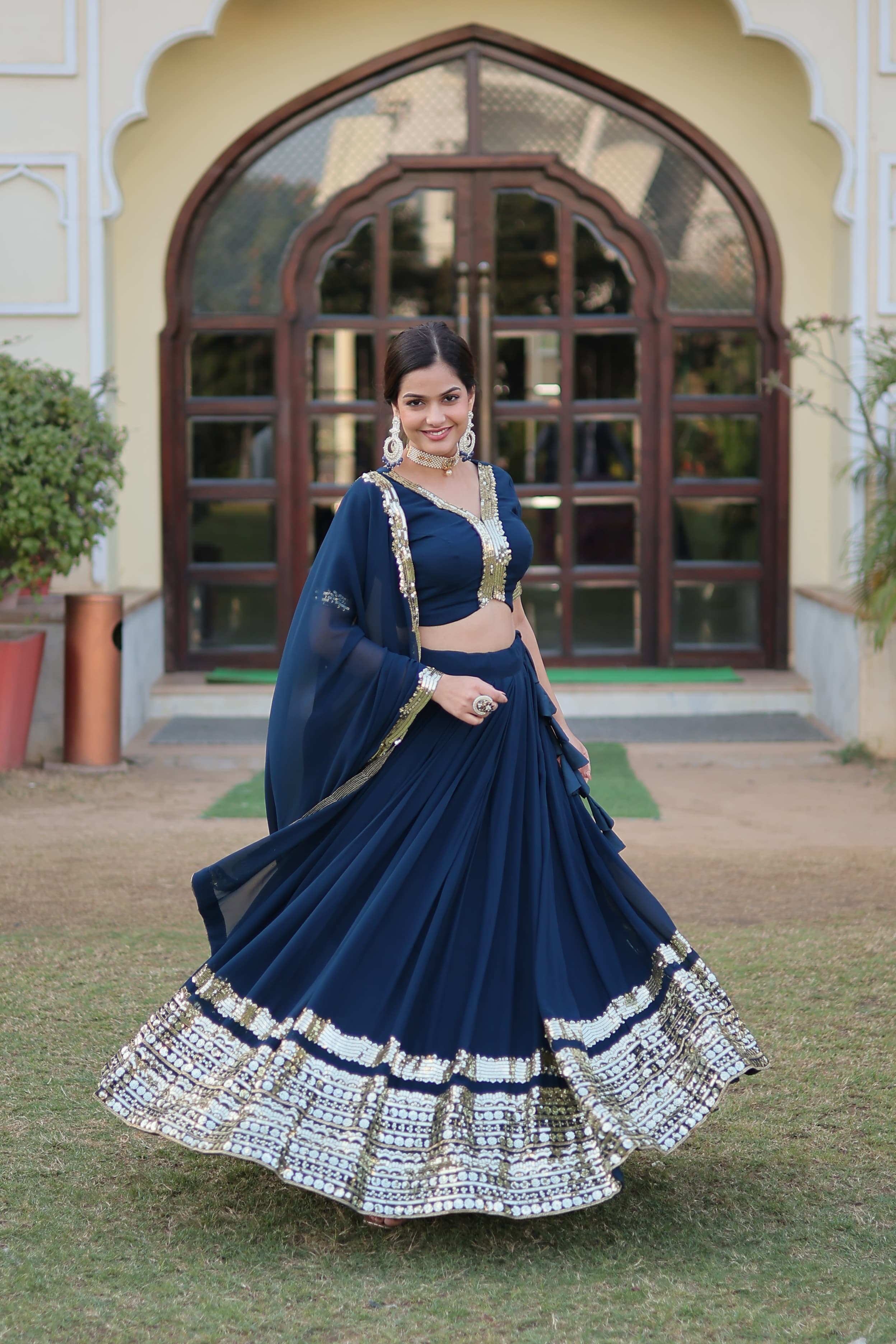 Captivating Sequence Work Navy Blue Color Lehenga Choli