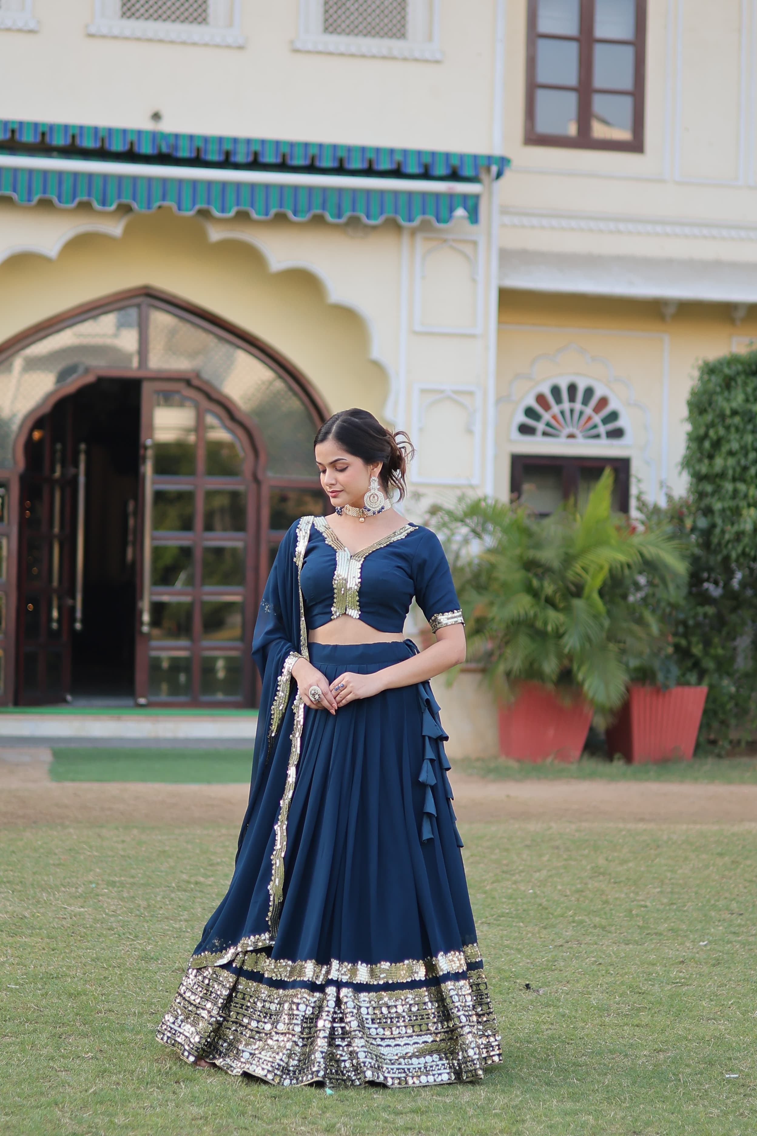 Captivating Sequence Work Navy Blue Color Lehenga Choli