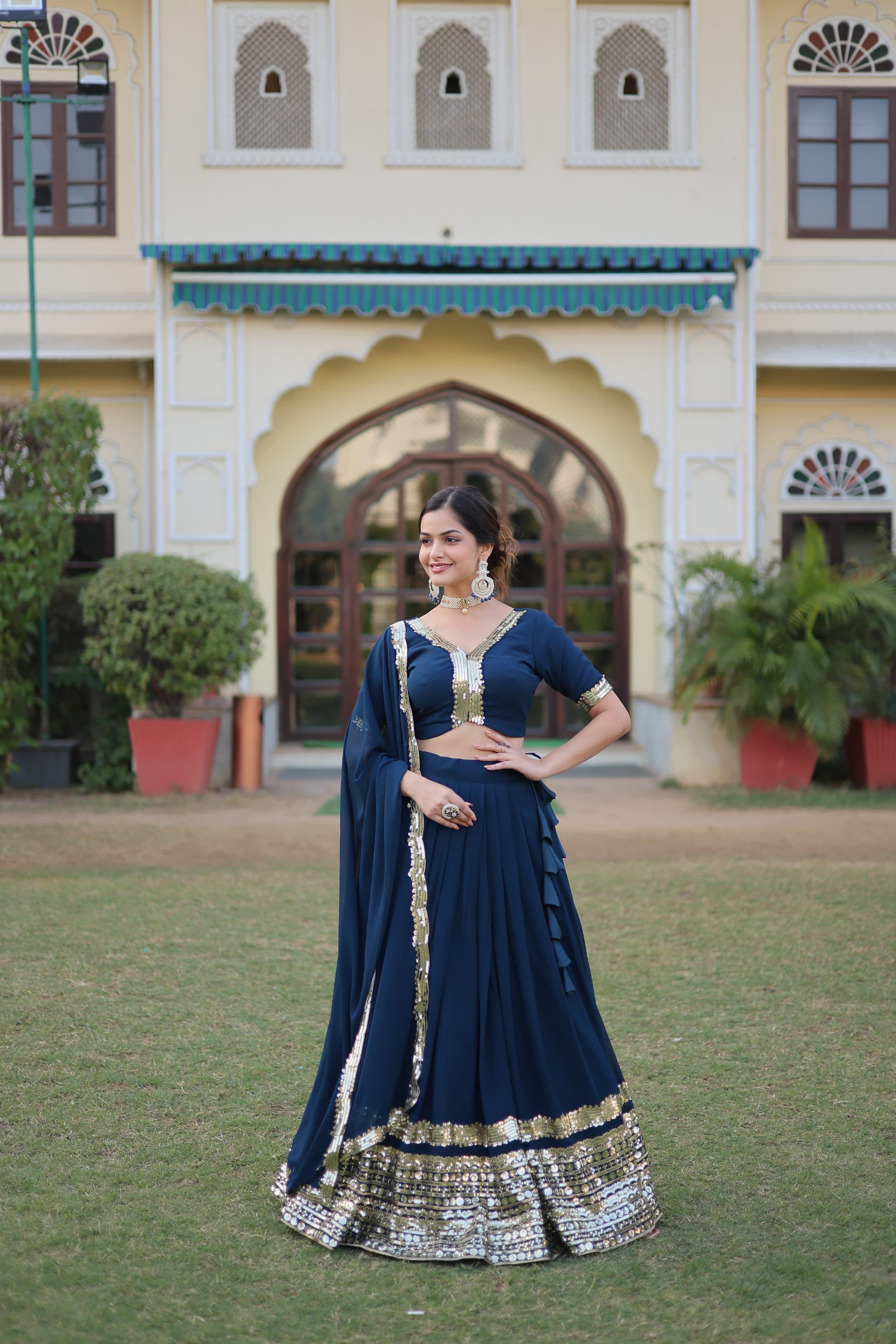 Captivating Sequence Work Navy Blue Color Lehenga Choli